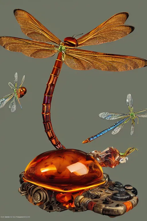 Prompt: surreal gouache painting, by yoshitaka amano, by ruan jia, by Conrad roset, by good smile company, detailed anime 3d render of big transparent amber stone with a magical eletric dragonfly inside. dragonfly inside an amber stone, amber stone on the Dj mixer portrait, cgsociety, artstation, rococo mechanical and Digital and electronic, dieselpunk atmosphere