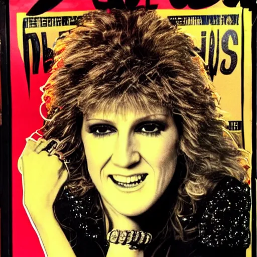 Prompt: 1 9 8 5 punk concert poster for celine dion