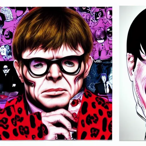 Image similar to a detailed portrait of Austin Powers in the style junji ito, 8k, ornate, intricate