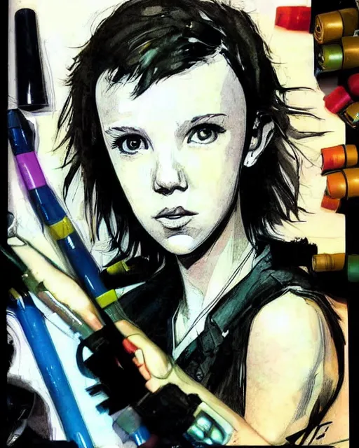 Image similar to marker sketch of millie bobby brown by yoji shinkawa