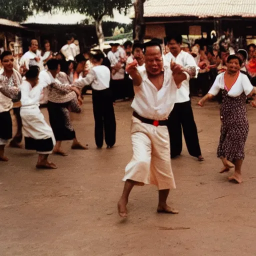 Prompt: Pol Pot polka dancing in Cambodia