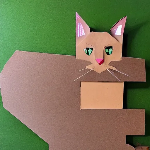 Image similar to a cat made out of cardboard