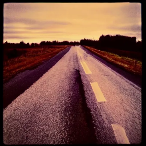 Prompt: Beautiful cameraphone, soft liminal Photograph of a Lithuanian road