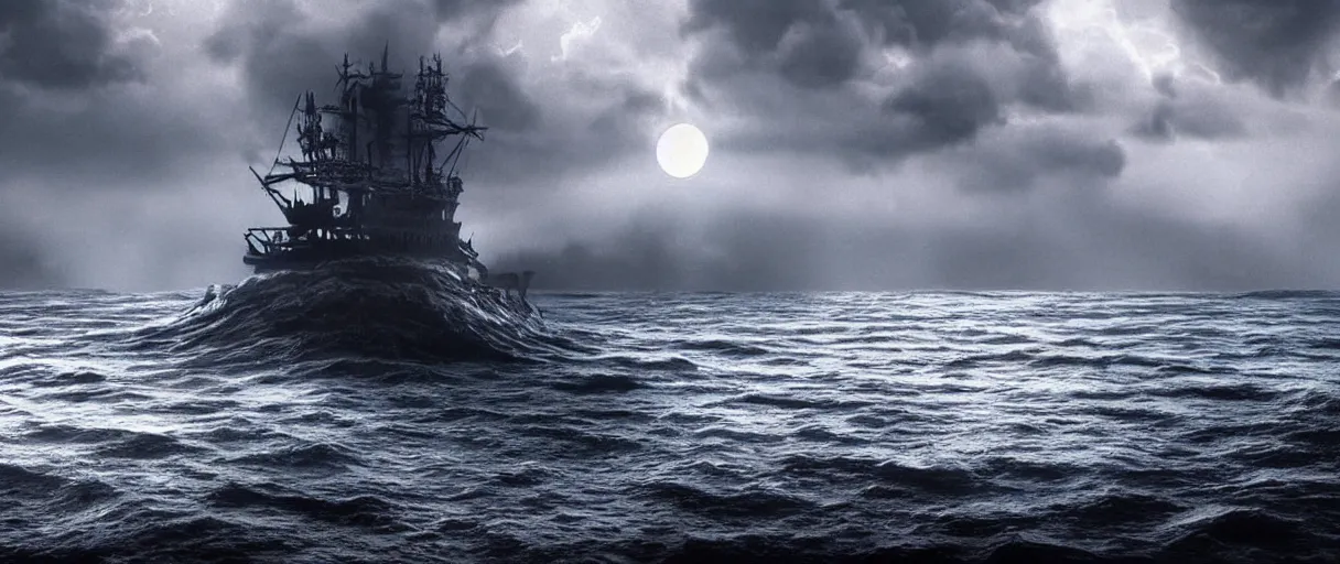 Image similar to ocean monster haze dramatic lighting cinematic establishing shot extremely high detail foto realistic cinematic lighting post processed