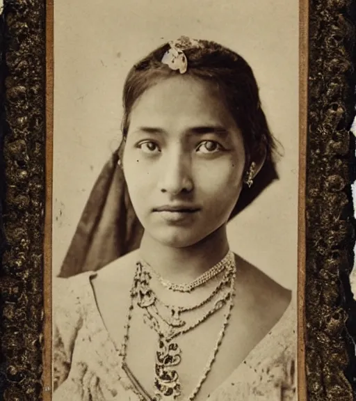 Prompt: vintage_portrait_photo_of_a_beautiful_nepalese_Victorian maiden in the himalayas