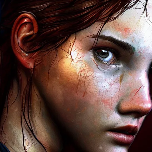 Image similar to ellie last of us closeup dd fantasy intricate elegant highly detailed digital painting artstation concept art matte sharp foc - h 6 4 0 - c 1 1. 0