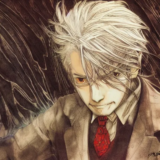 Image similar to ! dream old man, by art by yoshitaka amano, - n 9, by yoshitaka amano,