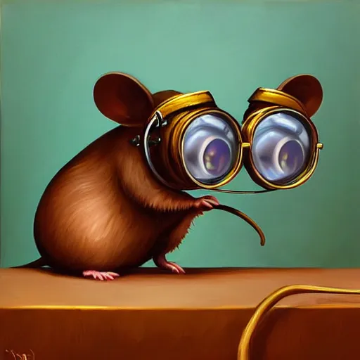 Prompt: a rat with steampunk googles, by RHADS