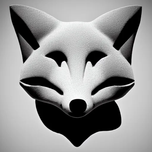 Image similar to an abstract, simplified icon depicting a fox's head, white background, elegant, award-winning, clever, render, blender, 3d