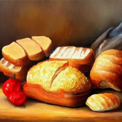 Image similar to 🍞🍞🍞👹, high quality oil painting