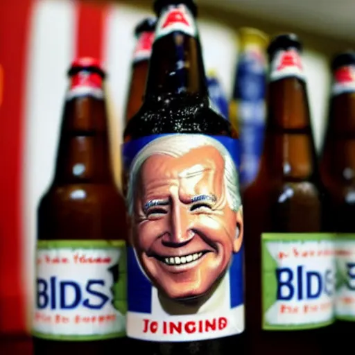 Image similar to a beer bottle with biden's face on the packaging.