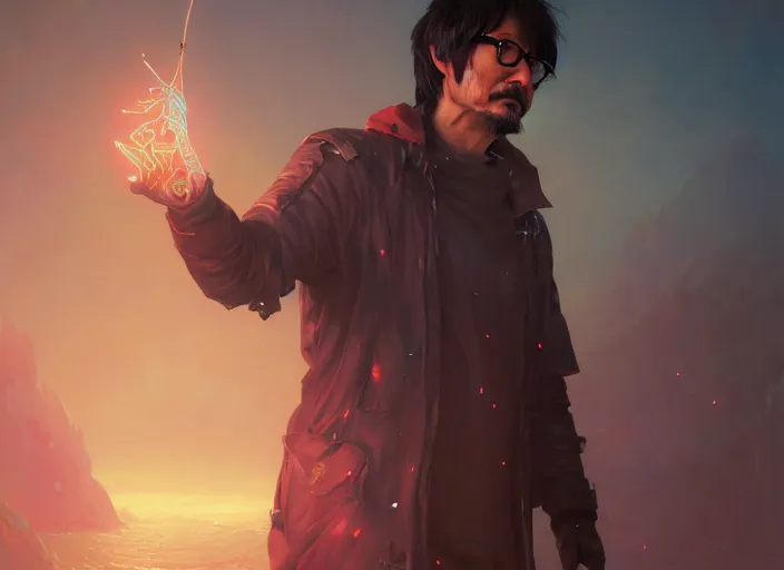 Image similar to highly detailed portrait of hideo kojima, in no game no life, stephen bliss, 8 k, unreal engine, fantasy art by greg rutkowski, loish, rhads, ferdinand knab, makoto shinkai and lois van baarle, ilya kuvshinov, rossdraws, tom bagshaw, global illumination, radiant light, detailed and intricate environment