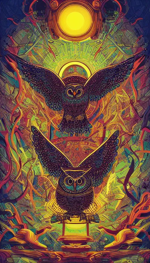 Image similar to the owl god, futurism, da vinci, Dan Mumford, Josan Gonzalez