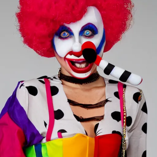 Prompt: Miley Cryus dressed as a clown