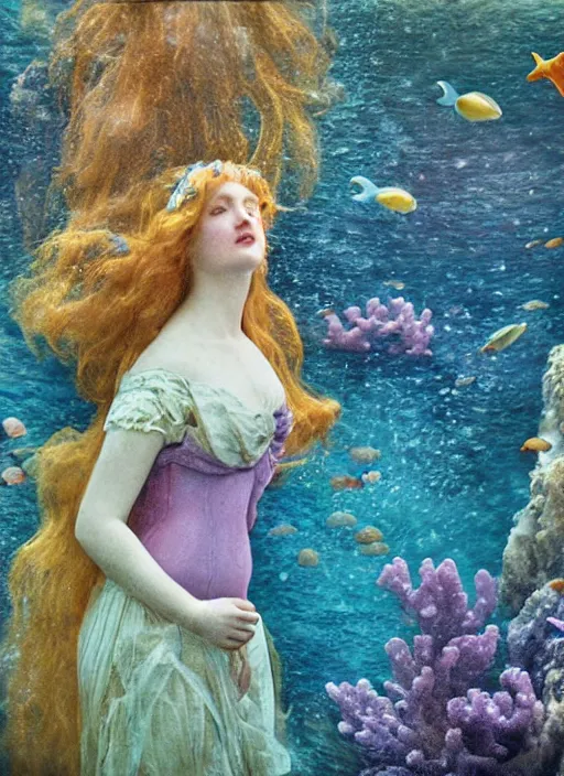 Image similar to under the sea preraphaelite colour photography, 8 k