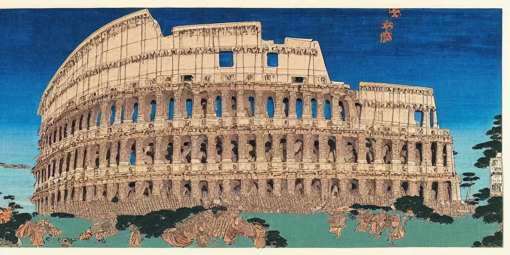 Prompt: i, Colosseum by Hokusai