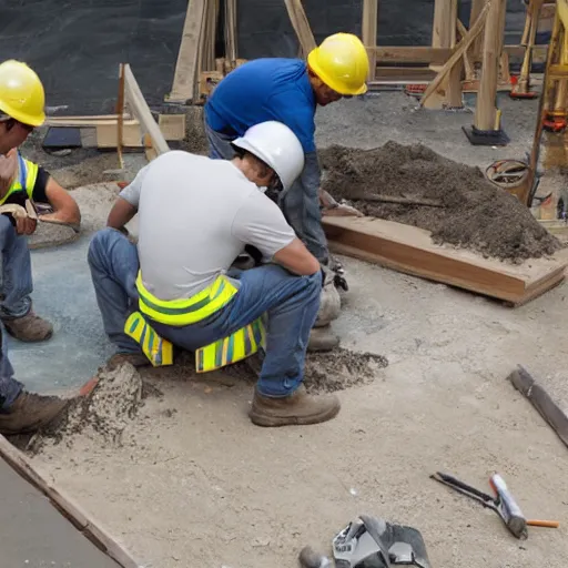 Image similar to construction workers working on a square portal