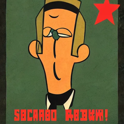 Image similar to handsome squidward portrait, soviet propaganda poster style