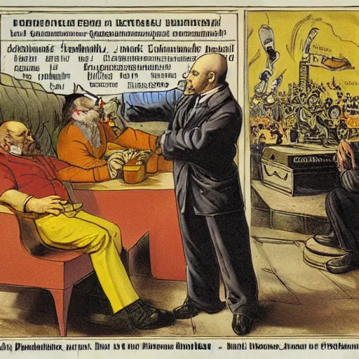 Image similar to the proletariat watches as lenin eats a banana