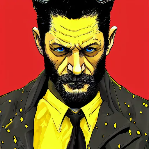 Prompt: Tom Hardy as wolverine in his yellow suit Digital art 4K quality Photorealism