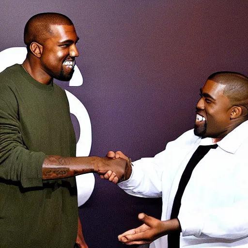 Prompt: Kanye West shaking hands with Peter Griffin