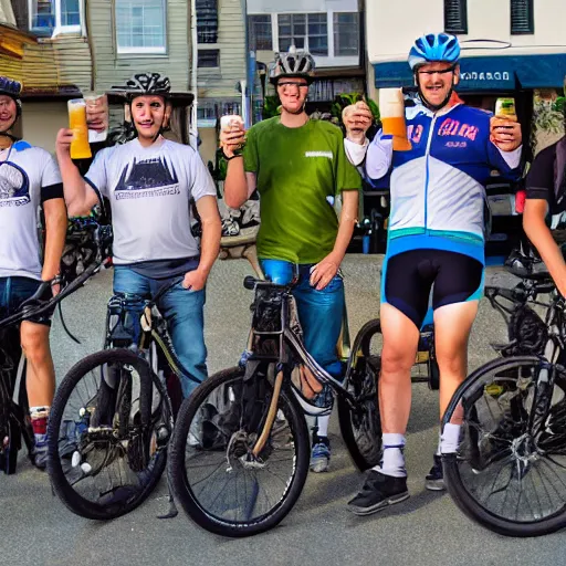 Image similar to bicycle crew with large beers in hand