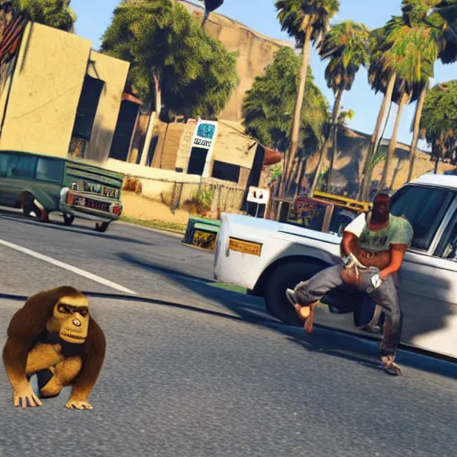 Prompt: harambe, groove street, gtav