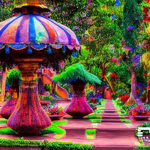 Image similar to the cosmic gardens of tlaquepaque | digital art 4 k octane