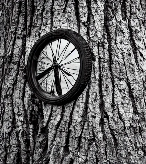 Image similar to sad tire hanging from a tree