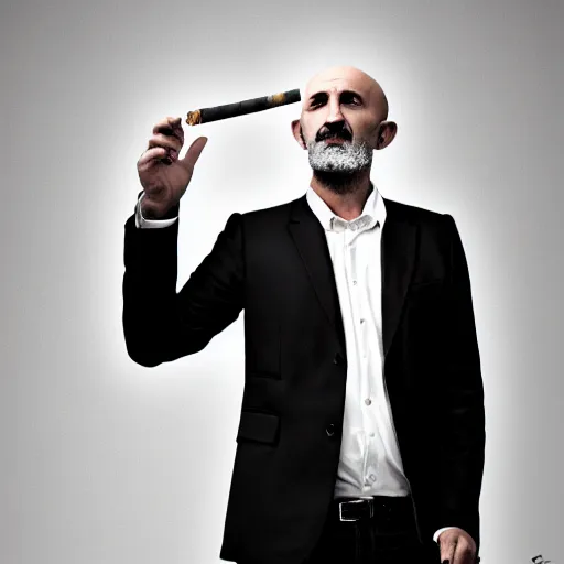 Image similar to very accurate photo, very coherent image, hyper realistic photo of a man holding a cigarette in a hand, by Omar Reda, Tim Booth, award-winning shot