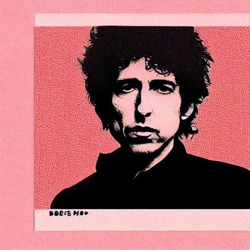 Image similar to aportrait of bob dylan photoshop halftone highlights | chromatic risograph print