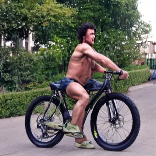 Image similar to rambo on a kickbike