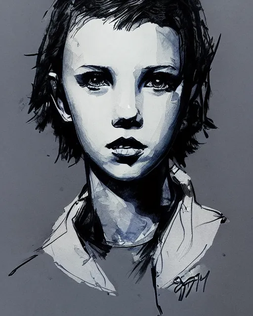 Image similar to pen sketch of millie bobby brown by yoji shinkawa