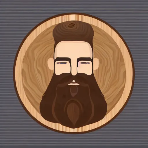 Prompt: bearded man turns wooden bowl using woodlathe, lathe, machinery, vector art