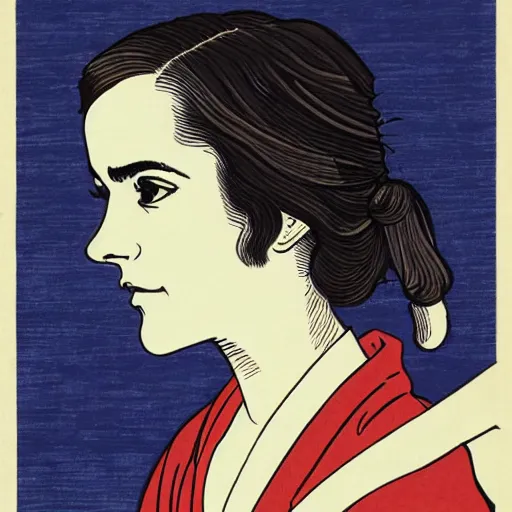 Image similar to emma watson by Hokusai