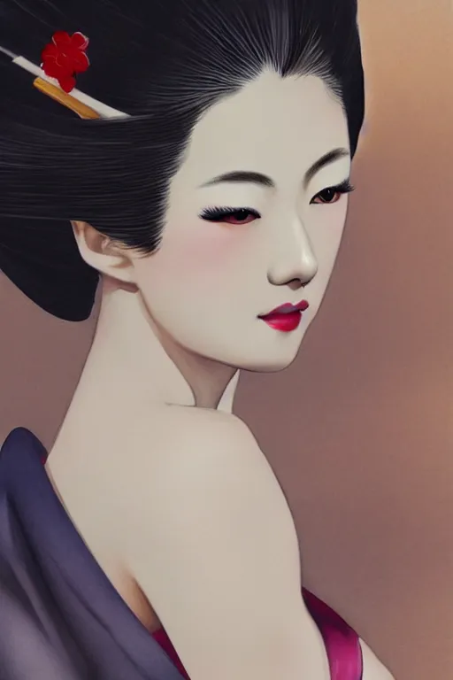 Prompt: too sensual and very seductive geisha, digital art, 8k, character, realistic, portrait, photorealism, japan watercolour, masterpiece art