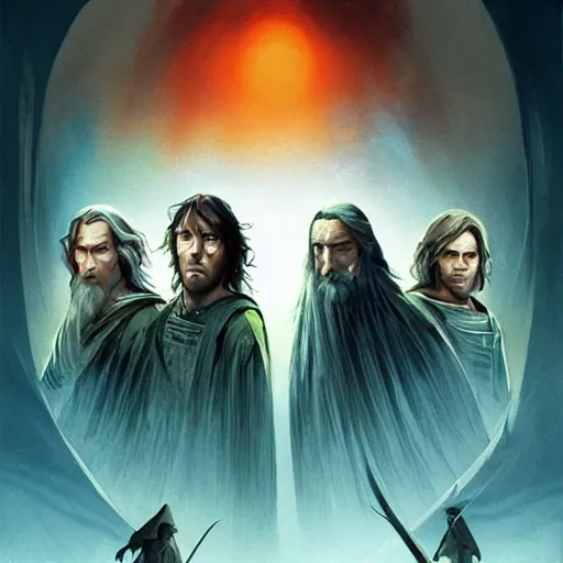 Image similar to face icon stylized minimalist the lord of the rings : the fellowship of the ring 2 0 0 1, loftis, cory behance hd by jesper ejsing, by rhads, makoto shinkai and lois van baarle, ilya kuvshinov, rossdraws global illumination