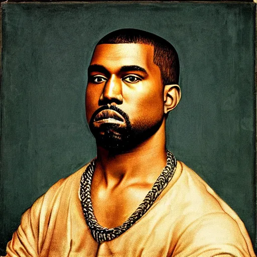 Image similar to A Renaissance portrait painting of Kanye West