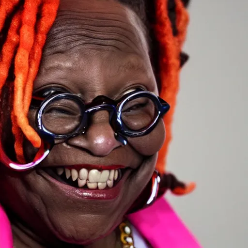 Image similar to Whoopi Goldberg as harley quinn, 8k, high definition, highly detailed