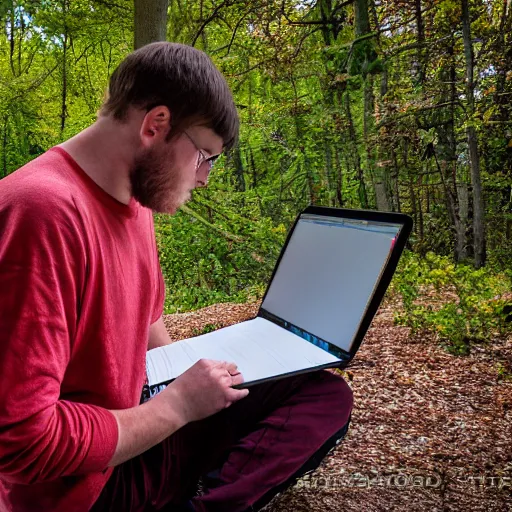 Image similar to Ethan Smith writing his next guide, (EOS 5DS R, ISO100, aperture, shutter, 84mm, RAW, postprocessed, facial features)