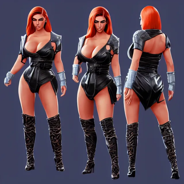 Image similar to kim kardashian in mortal kombat, character, videogame render, 4 k, artstation