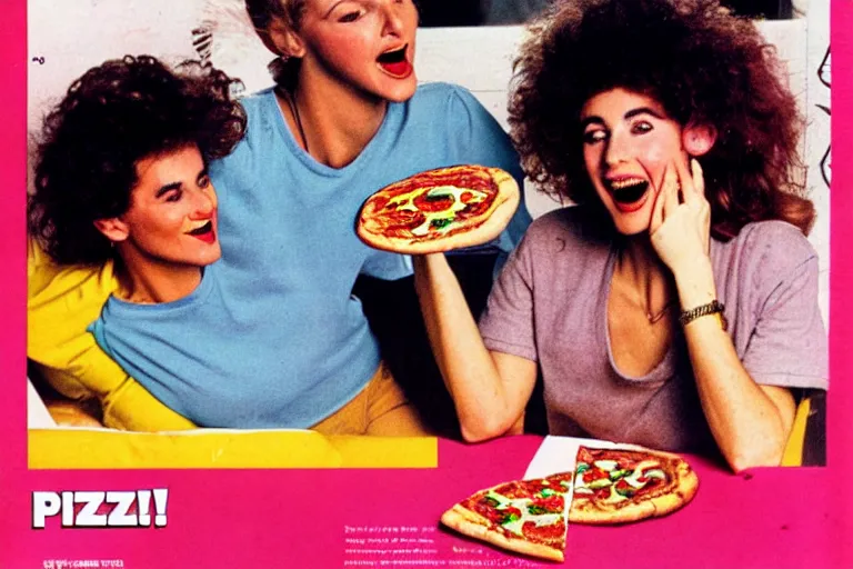 Image similar to 80s, lbgtq, pizza, advertisement