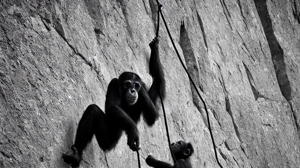 Image similar to monochrome inspiring... is that a chimpanzee or a climb? i really can't tell.