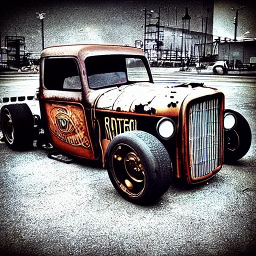 Prompt: steampunk “rat rod” truck 4k