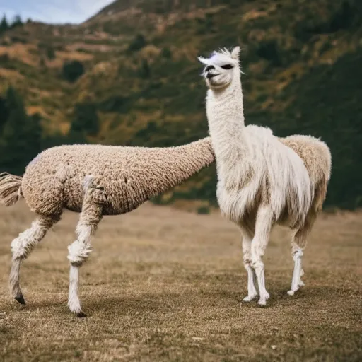 Prompt: two llamas walking