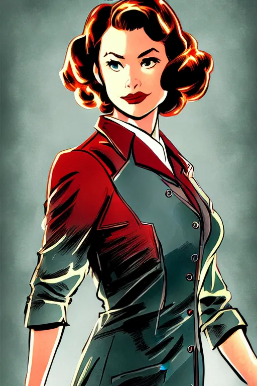 Image similar to Agent carter illustration concept art in the style of Amano, Yoshitaka