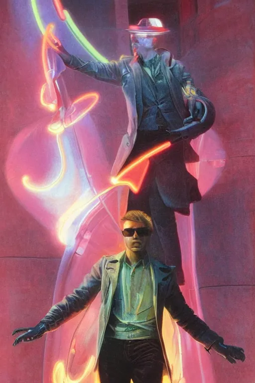 Prompt: a detailed full bodied marble sculpture of jensen ackles as time traveler stepping out of a futuristic neon colored car, holding a milkor mgl, wearing glowing neon shuttered 1 9 8 0 s glasses!!!!, aetherpunk, masterpiece, 8 k, art by greg rutkowski and albert bierstadt and arthur rackham and alphones mucha