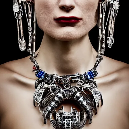 Prompt: insane jewelry from hell designed by Lodewyk van Bercken