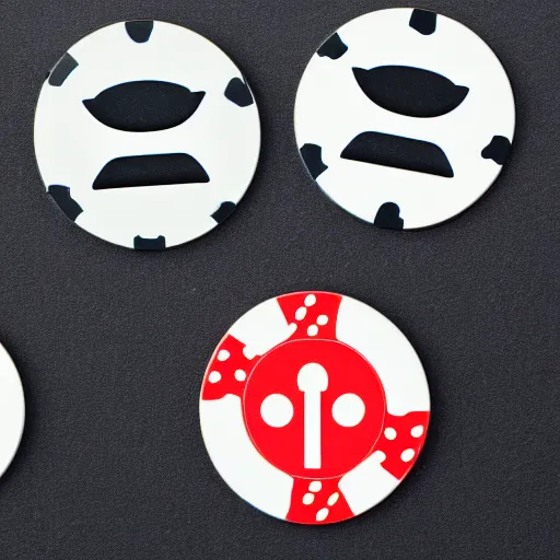 Image similar to anthropomorphic poker chip playing poker, canon 5 d 5 0 mm lens