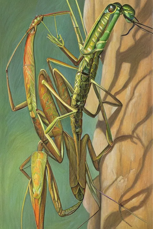 Image similar to praying mantis, by marianne north